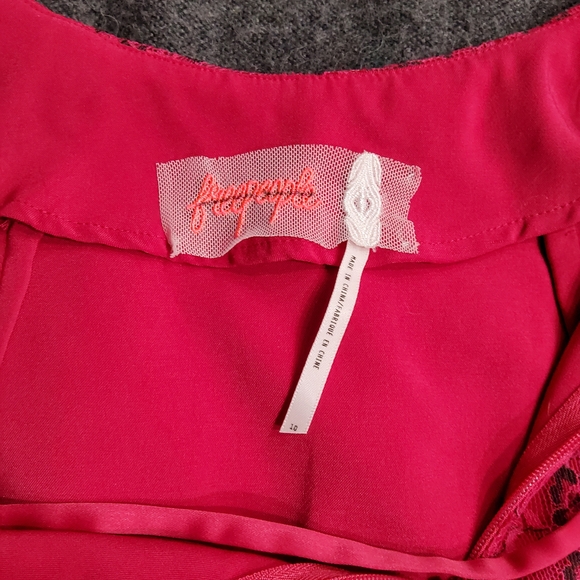 Free People Nothing Like This Hot Pink Lace Overlay Mini Dress Size 10 - Picture 2 of 14